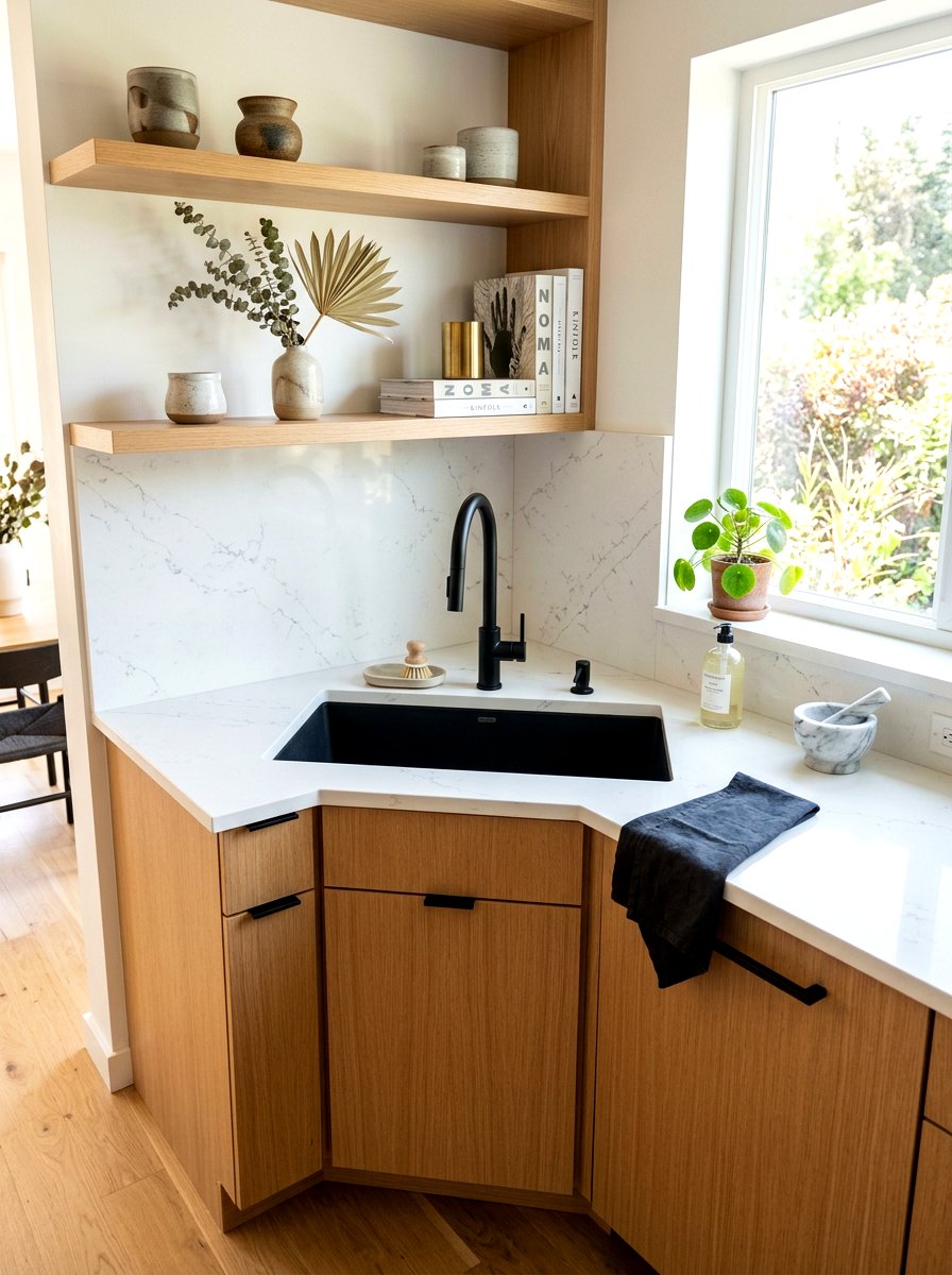 Matte Black Corner Sink - 30 corner sink kitchen ideas