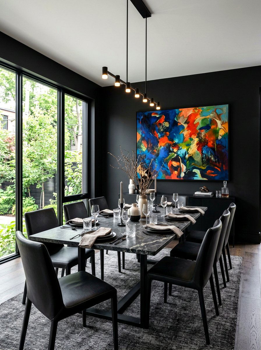 Matte Black Dining Room - 30 moody dining room ideas