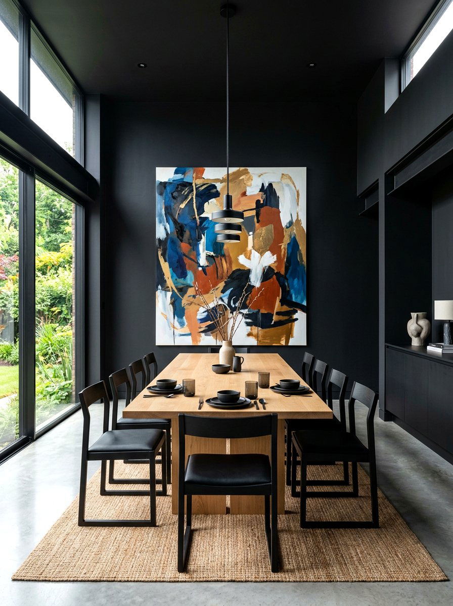 Matte Black Dining Room - 30 dark moody dining room ideas