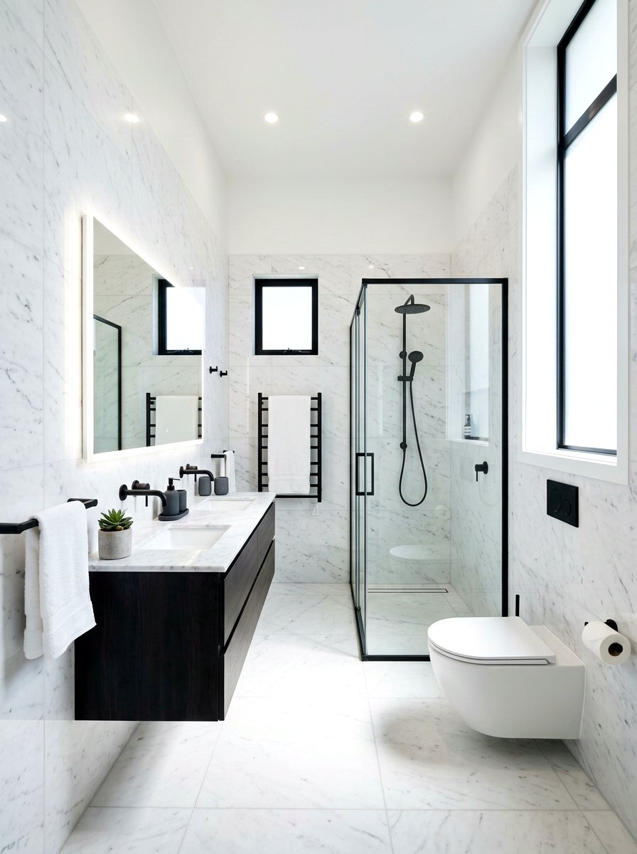 Matte Black Fixture - 30 winter bathroom styling ideas