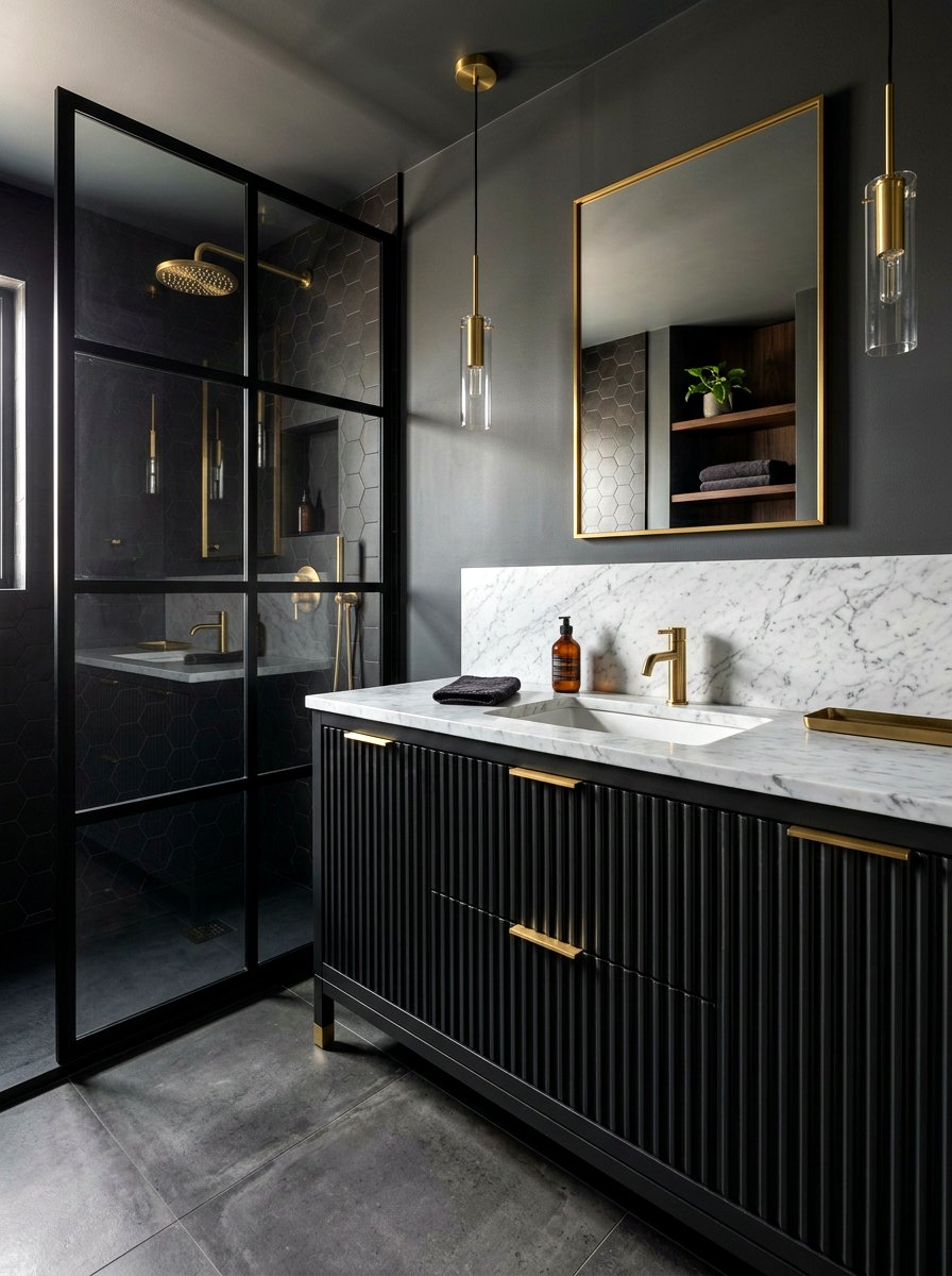 Matte Black Fluted Vanity - 30 fluted vanity ideas