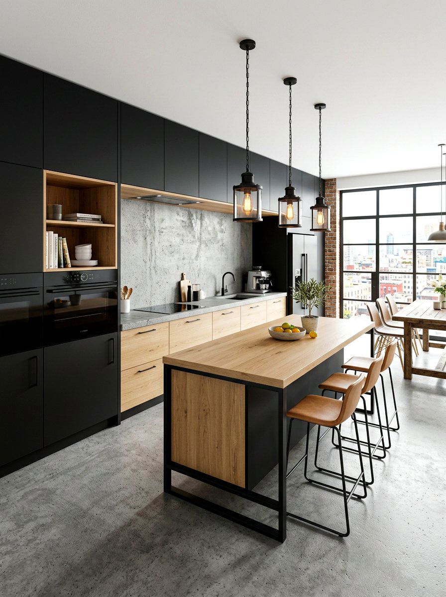 Matte Black Full Height Storage - 30 floor to ceiling kitchen cabinets ideas