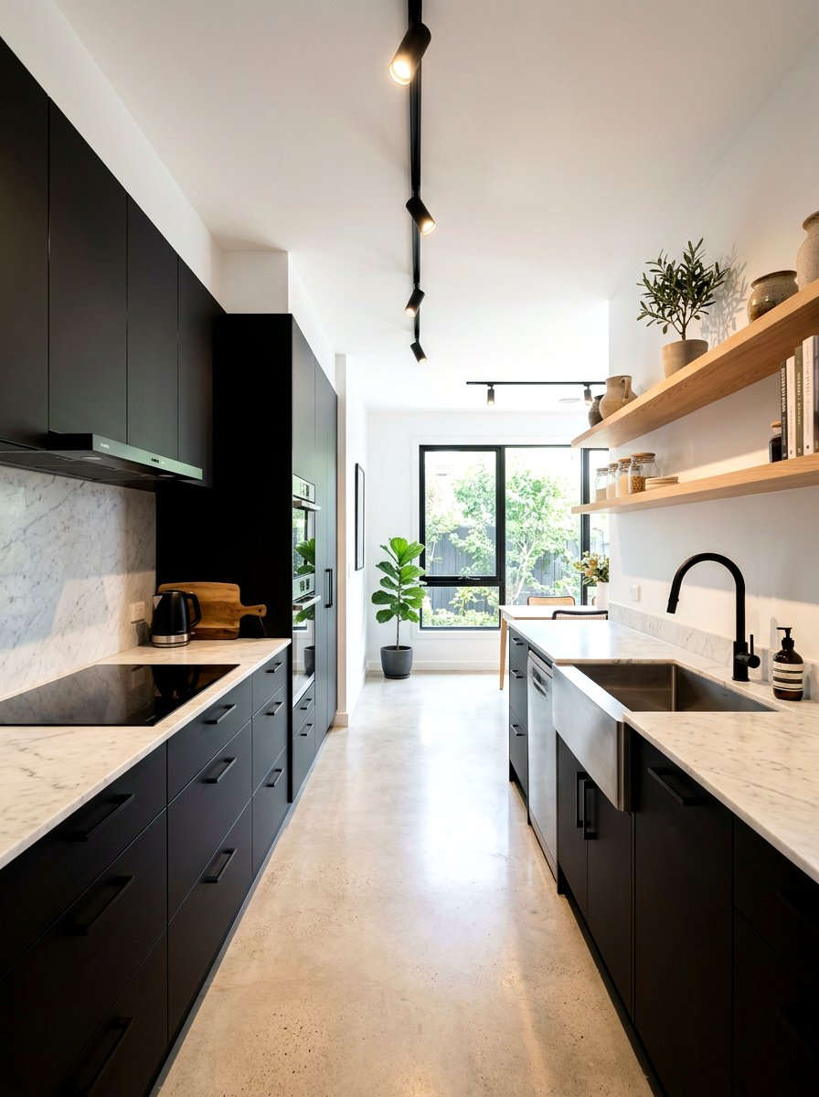 Matte Black Galley Kitchen - 30 galley kitchen ideas