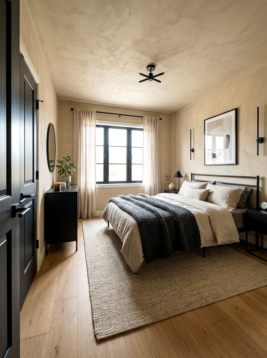 Matte Black Hardware Bedroom - 30 earthy minimalist bedroom ideas