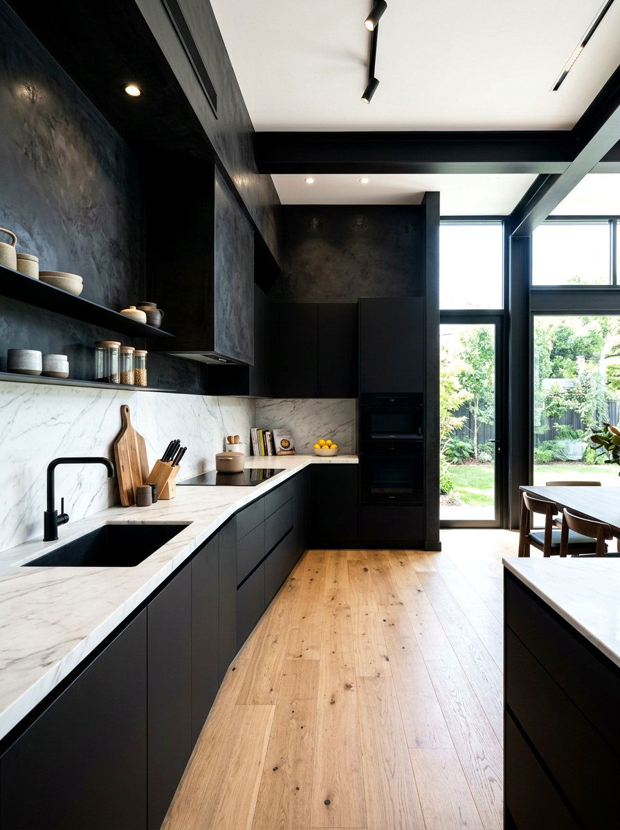 Matte Black Kitchen - 30 tadelakt kitchen ideas