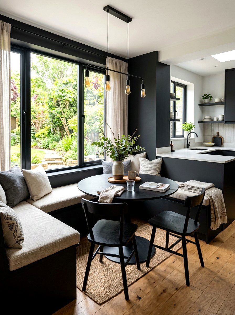 Matte Black Kitchen Breakfast Nook - 30 matte black kitchen ideas