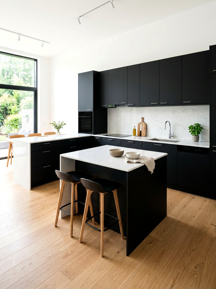 Matte Black Kitchen Cabinets - 30 black and white kitchen ideas