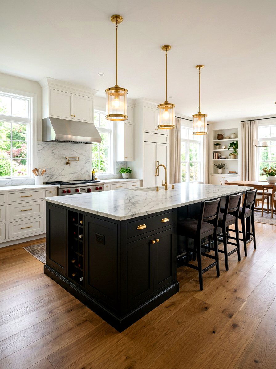 Matte Black Kitchen Island - 30 modern farmhouse kitchen island ideas