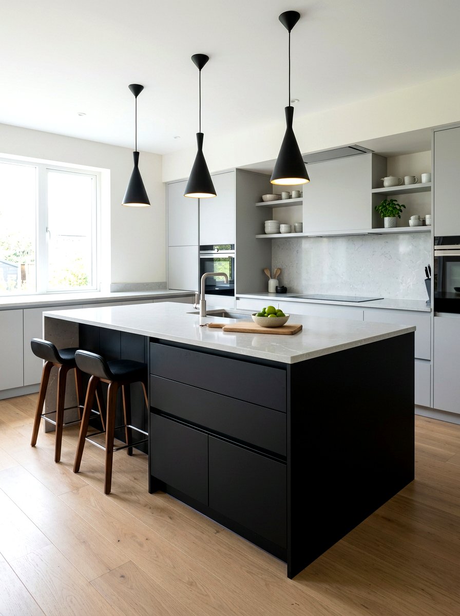 Matte Black Kitchen Island - 30 matte black kitchen ideas