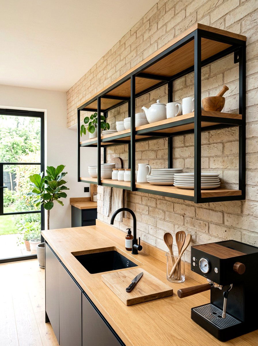 Matte Black Kitchen Shelving - 30 matte black kitchen ideas