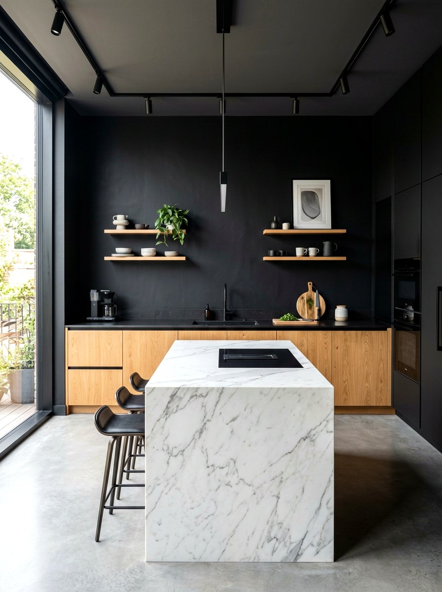 Matte Black Kitchen Wall - 30 kitchen wall color ideas