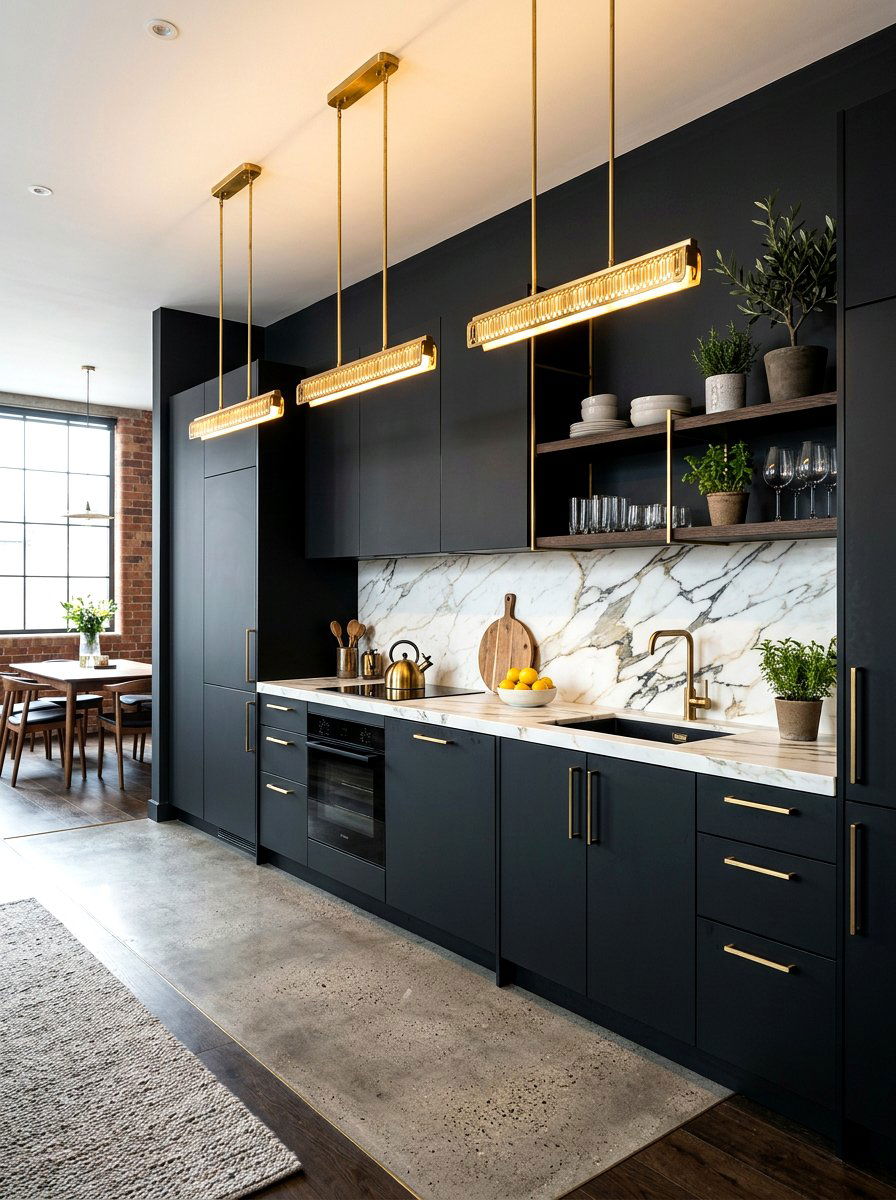 Matte Black Kitchenette - 30 kitchenette design ideas