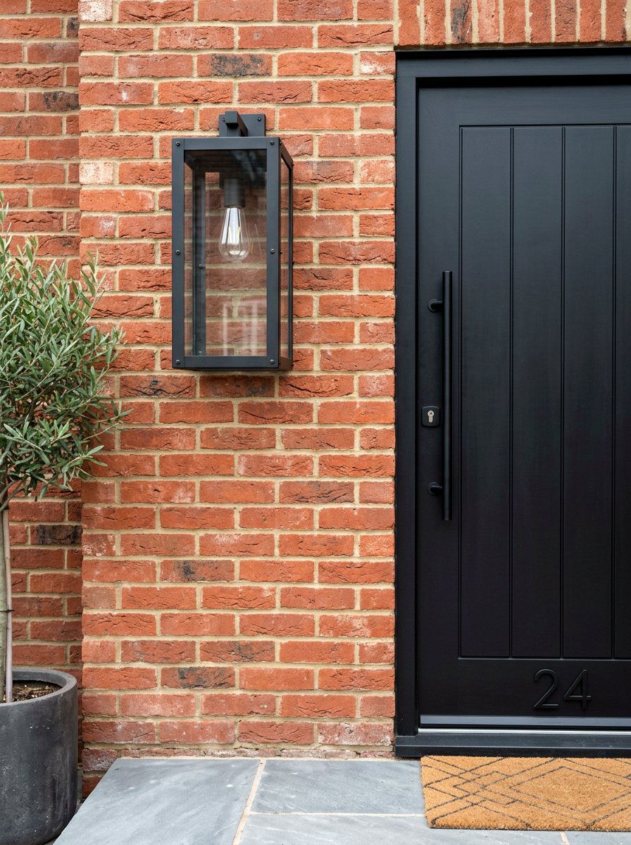 Matte Black Lantern - 30 front yard lighting ideas