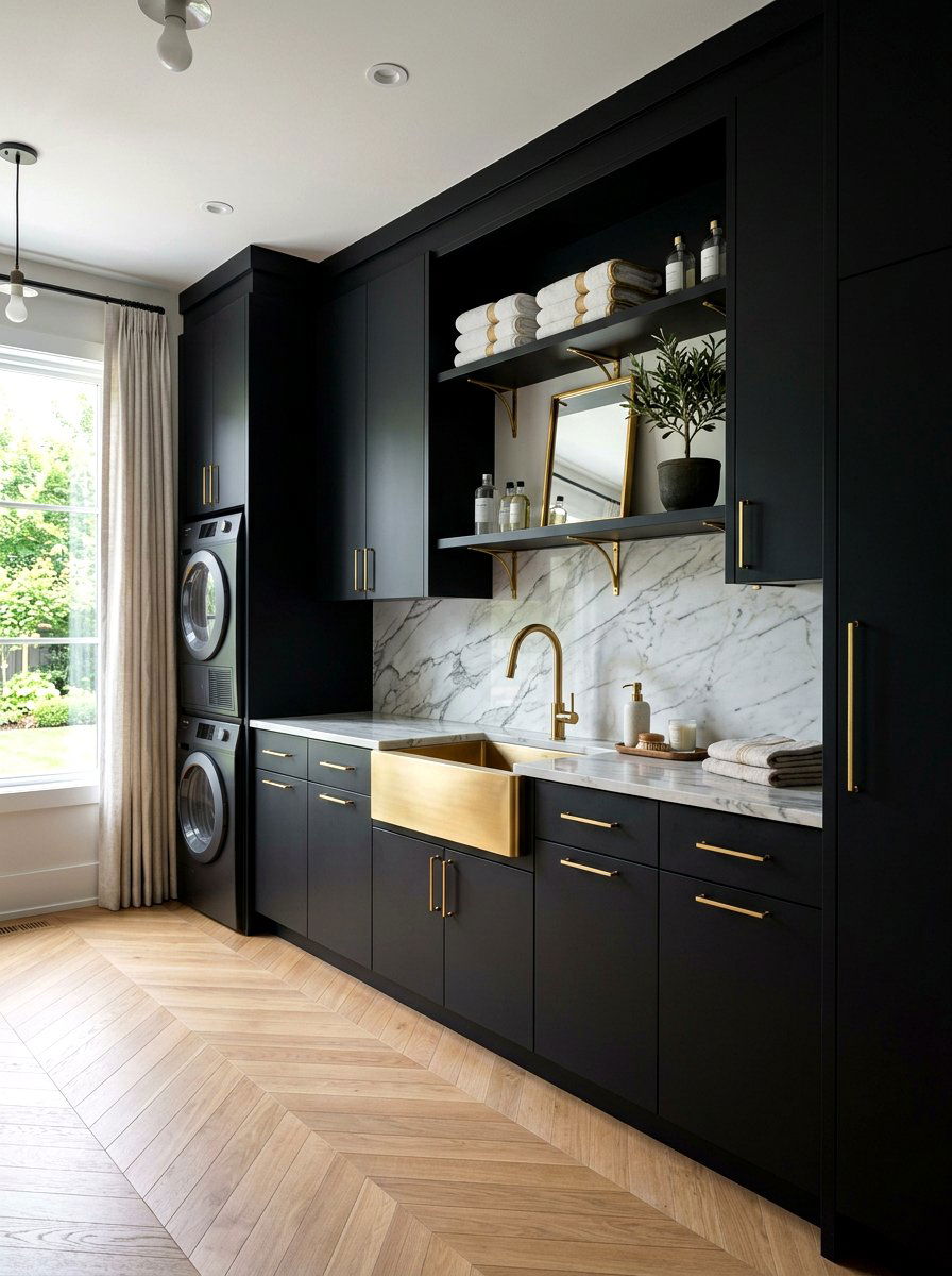 Matte Black Laundry Cabinets - 30 laundry room cabinet ideas