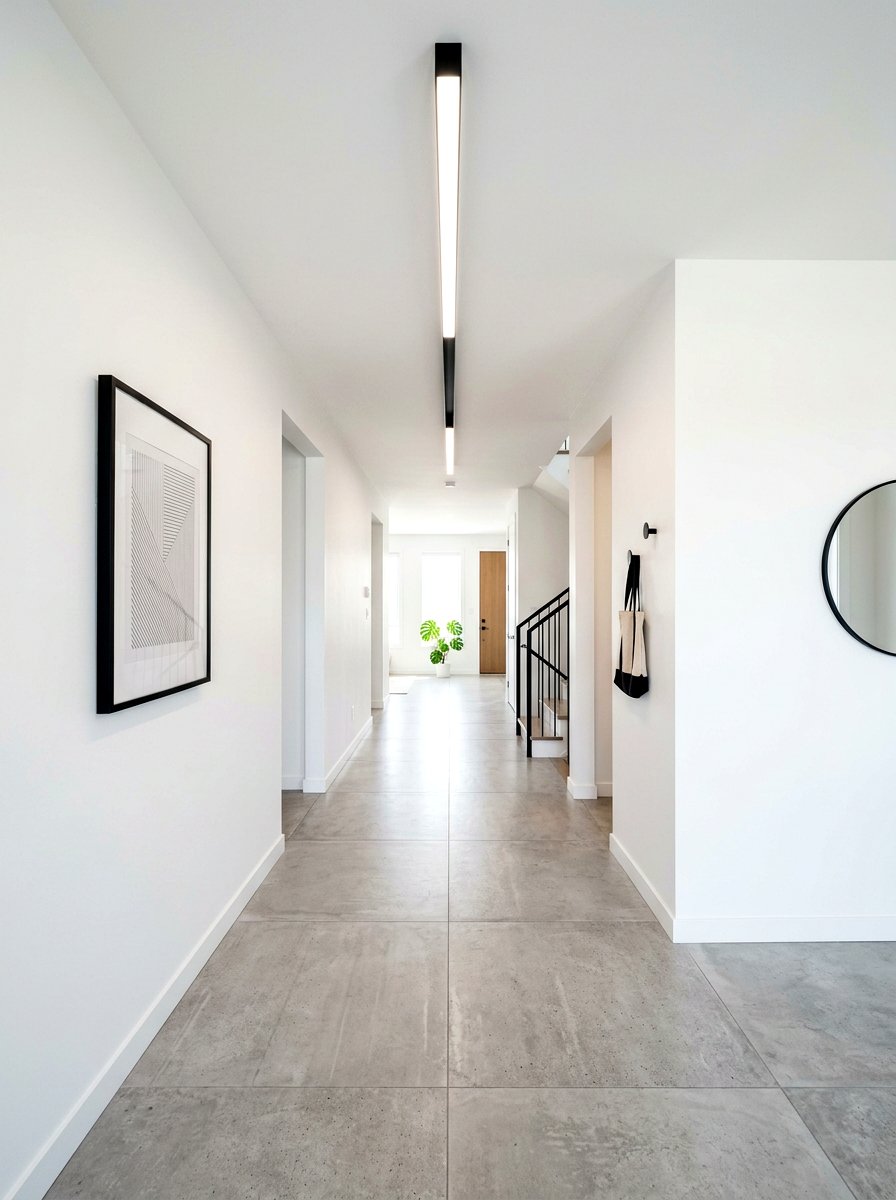 Matte Black Linear Light - 30 long foyer lighting ideas