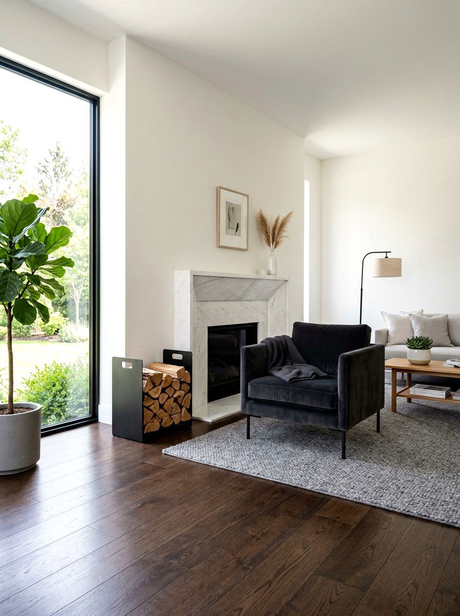 Matte Black Metal Wood Holder - 30 fireplace wood basket ideas