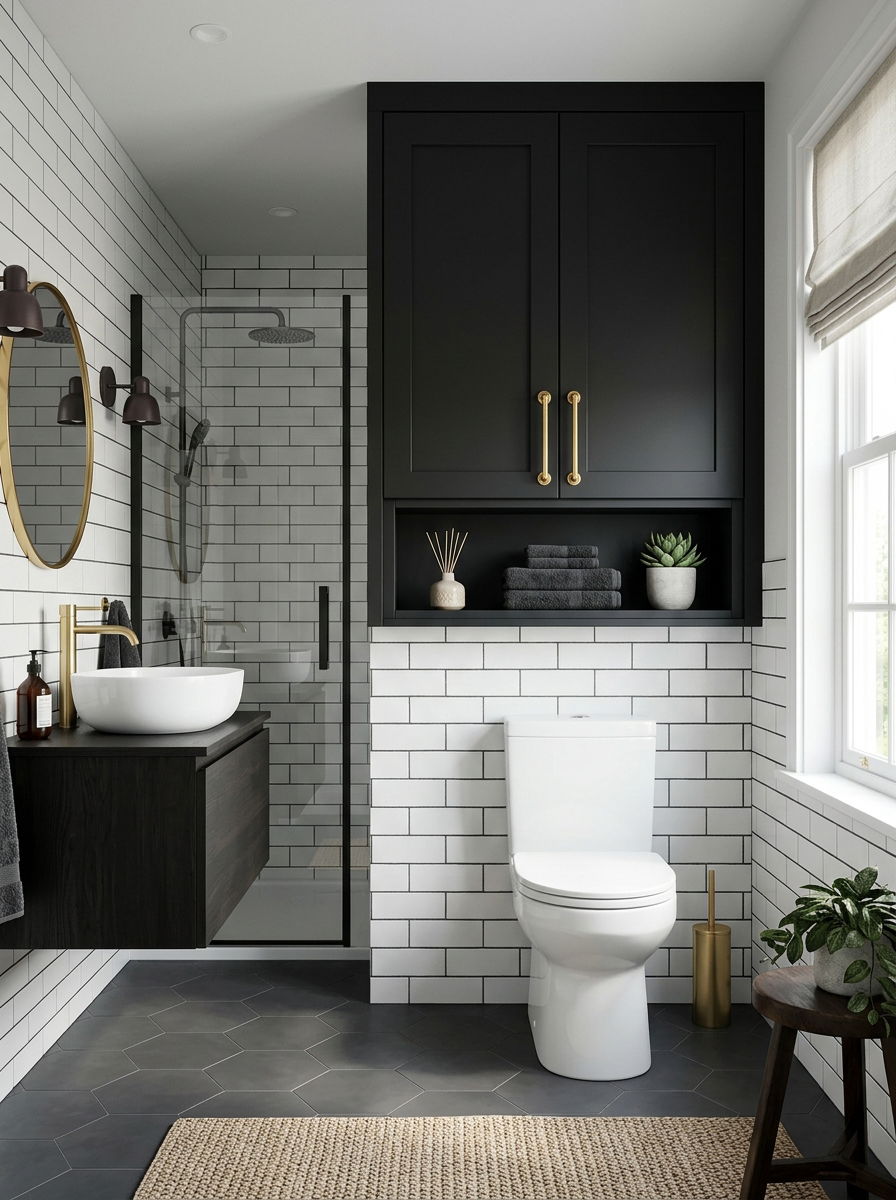 Matte Black Modern Cabinet - 30 over toilet cabinet ideas