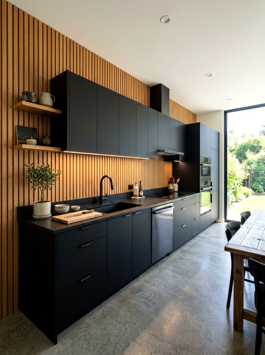 Matte Black One Wall Kitchen - 30 one wall kitchen ideas