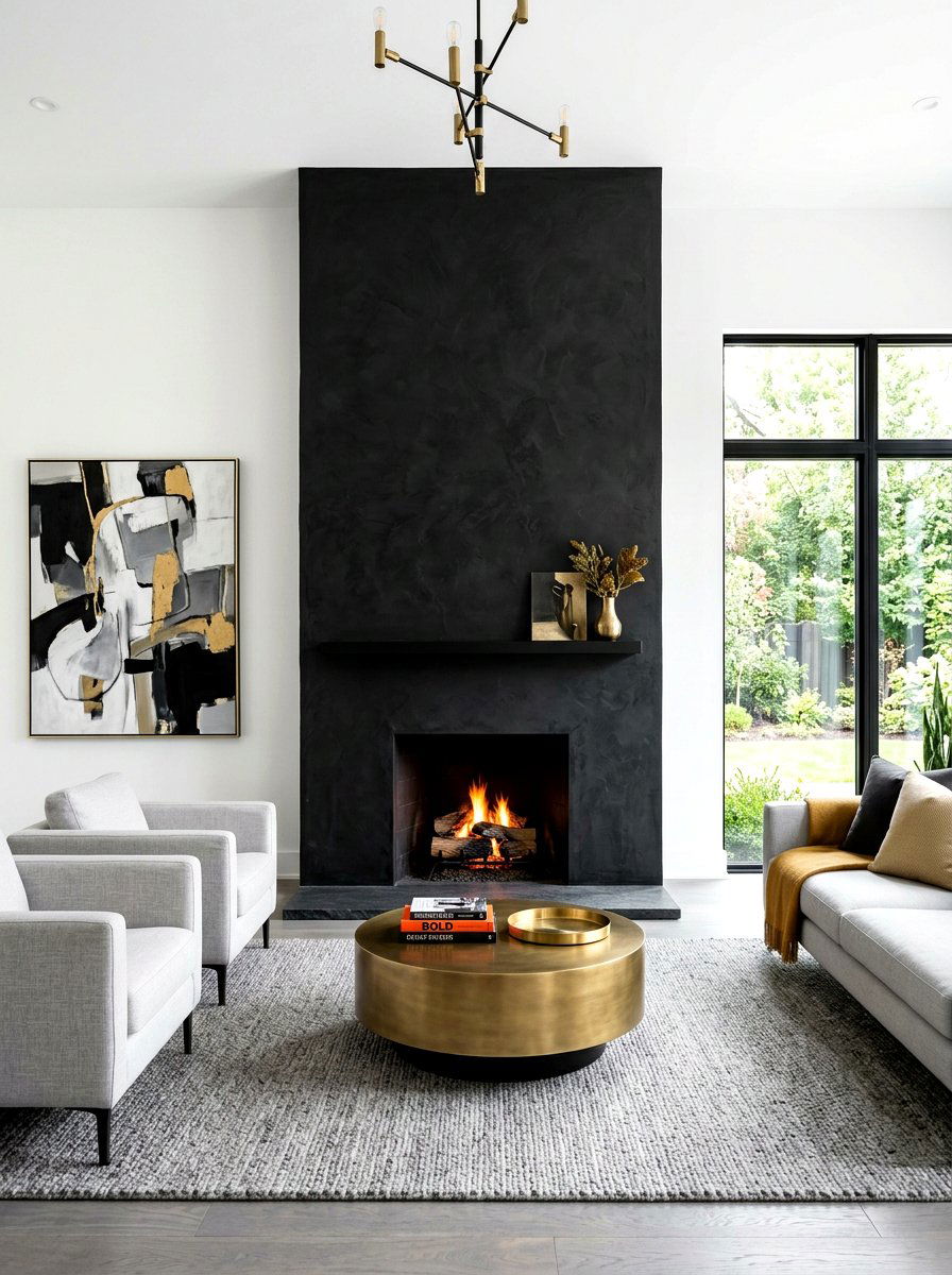 Matte Black Plaster Fireplace - 30 plaster fireplace ideas