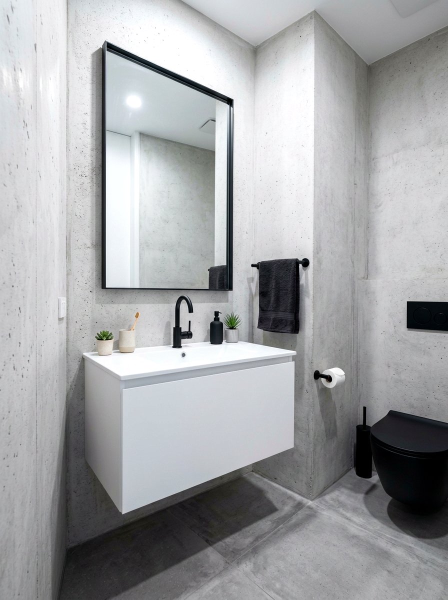 Matte Black Powder Room - 30 powder room ideas