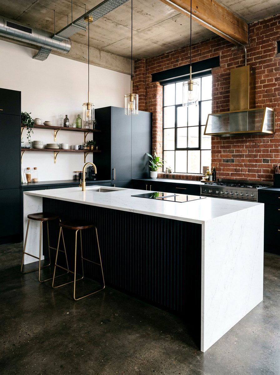 Matte Black Reeded Kitchen Island - 30 reeded wood kitchen island ideas