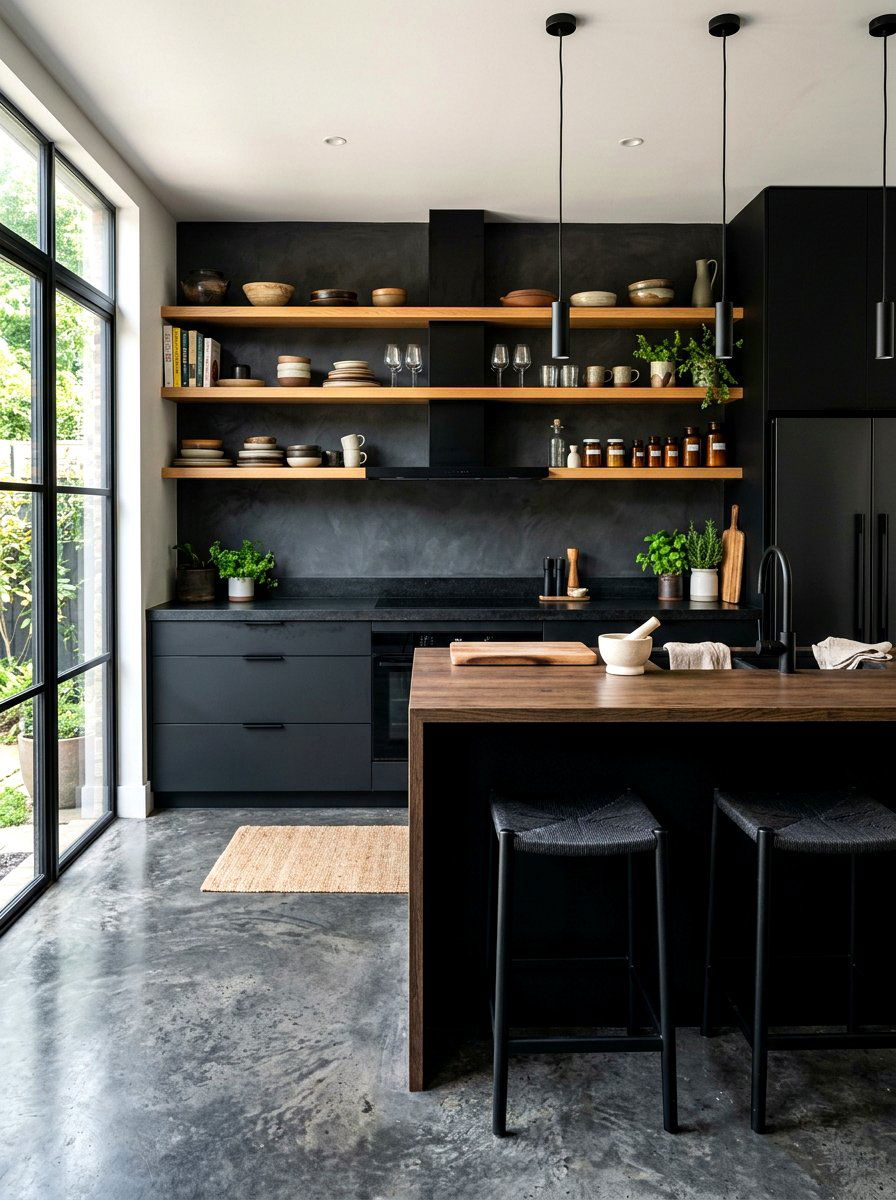 Matte Black Rustic Kitchen - 30 modern rustic kitchen ideas