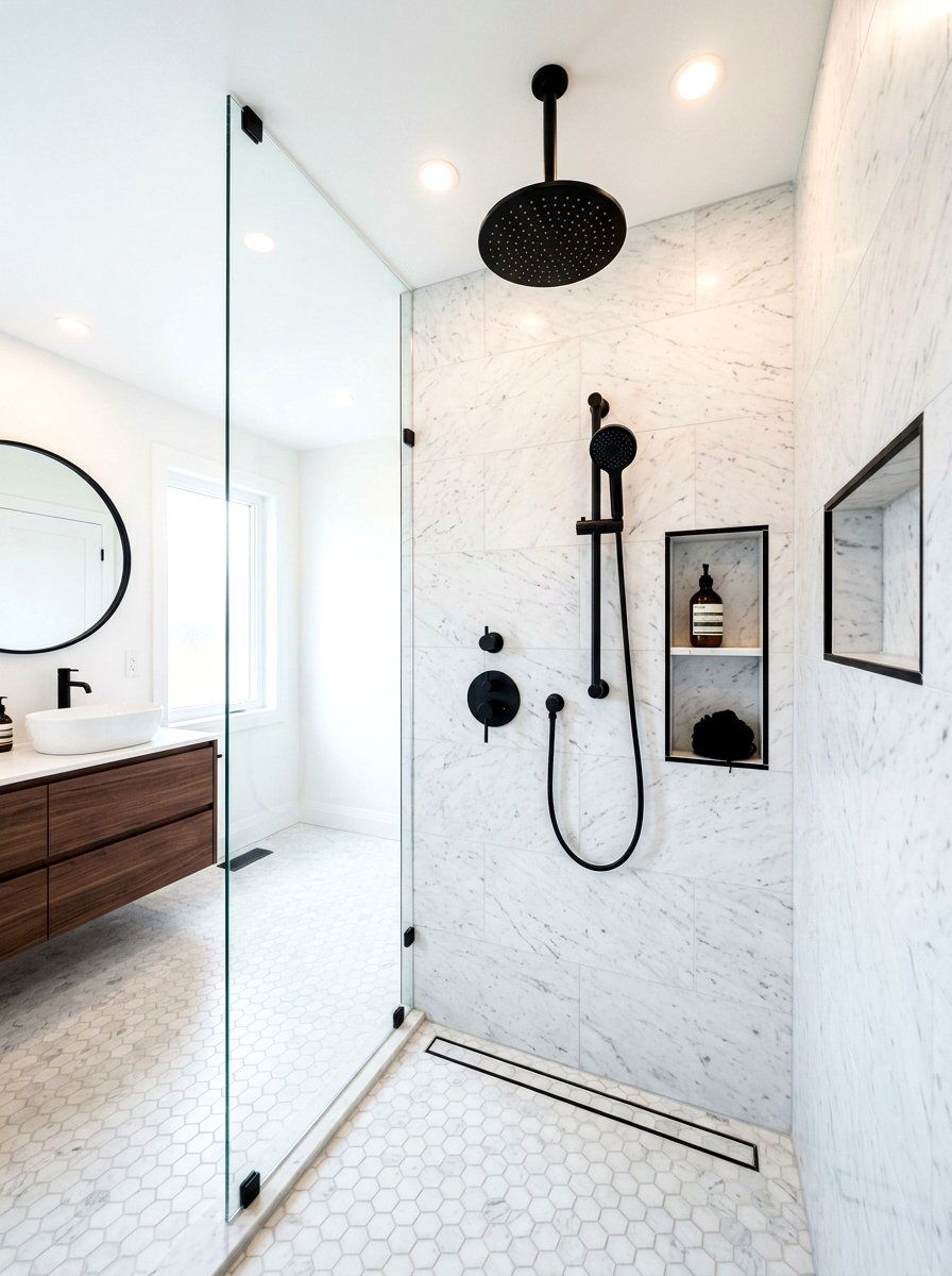 Matte Black Shower Set - 30 spa shower ideas
