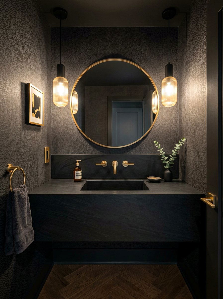 Matte Black Sink - 30 integrated vanity sink ideas