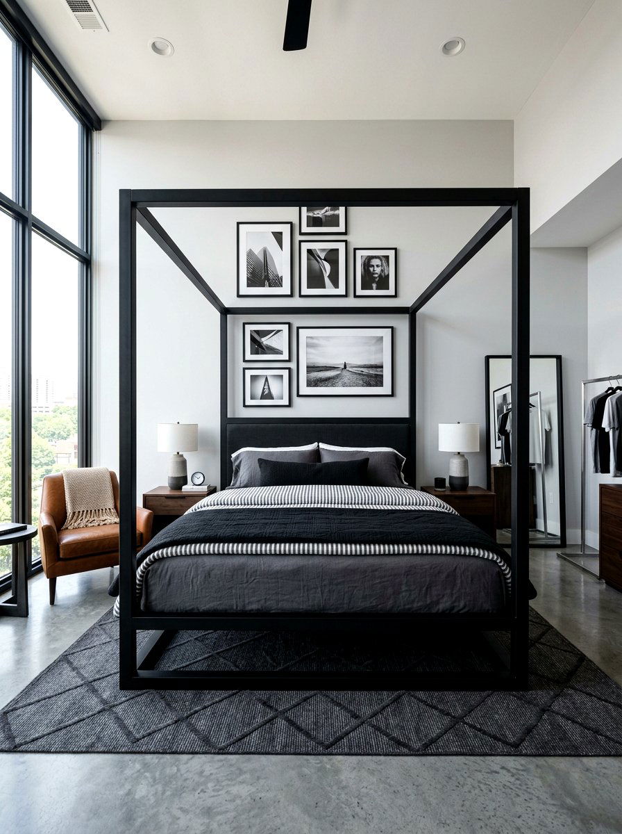 Matte Black Square Poster Bed - 30 four poster bed ideas