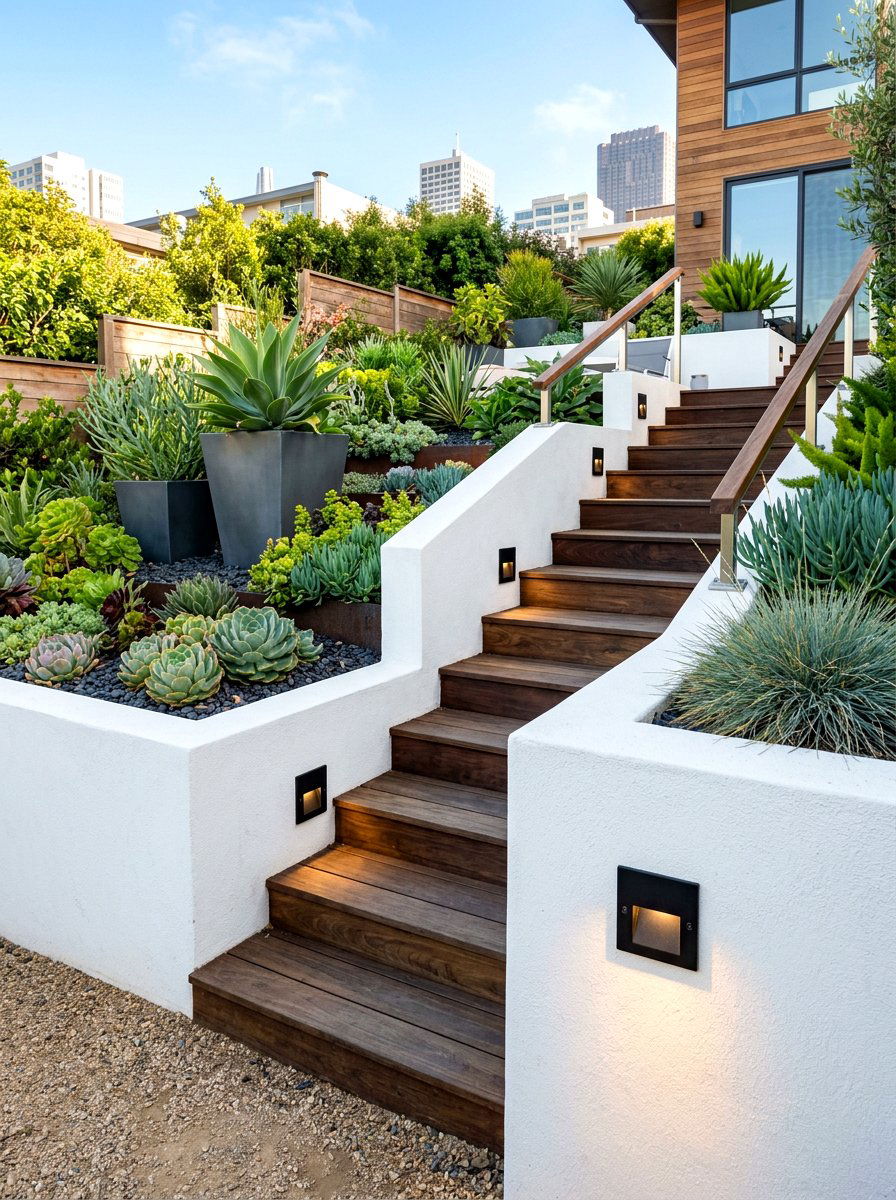 Matte Black Step Light - 30 retaining wall lighting ideas