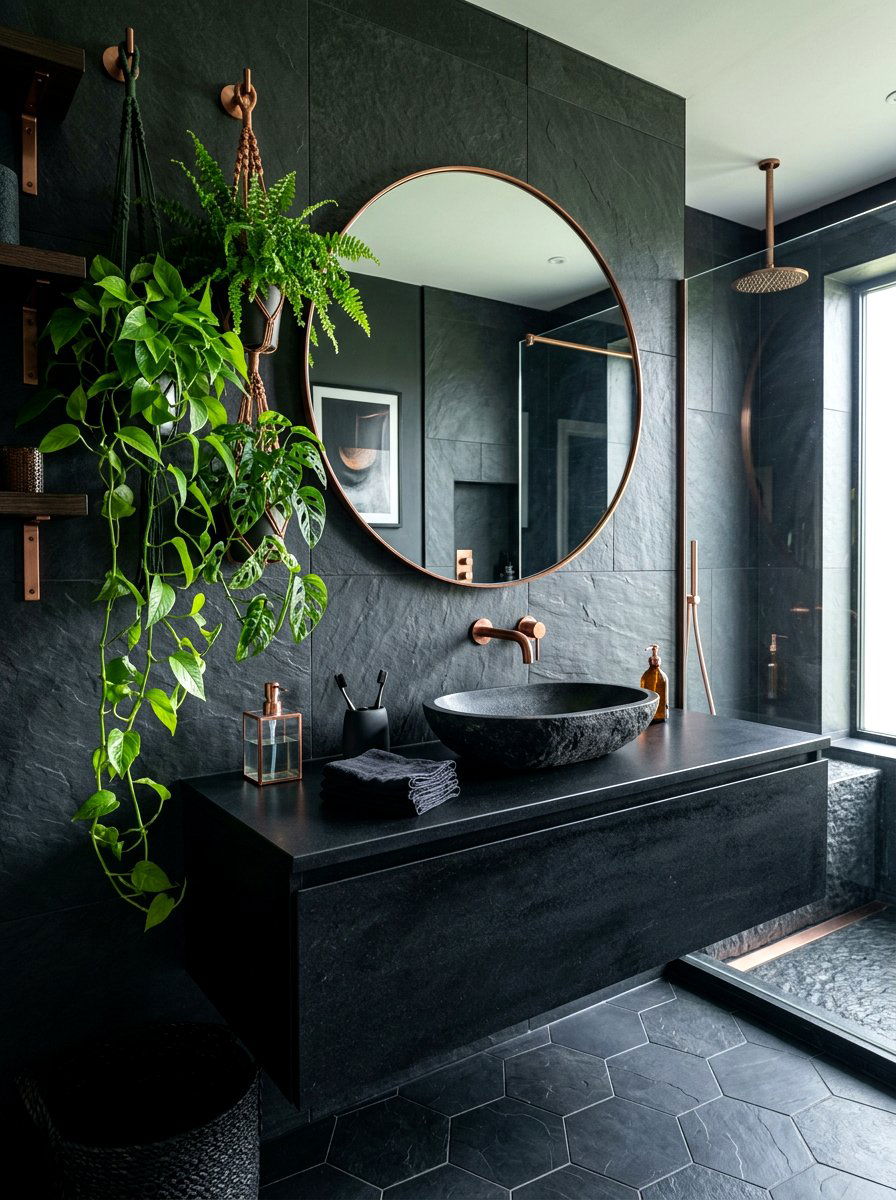 Matte Black Stone Bathroom Sink - 30 integrated stone vanity ideas