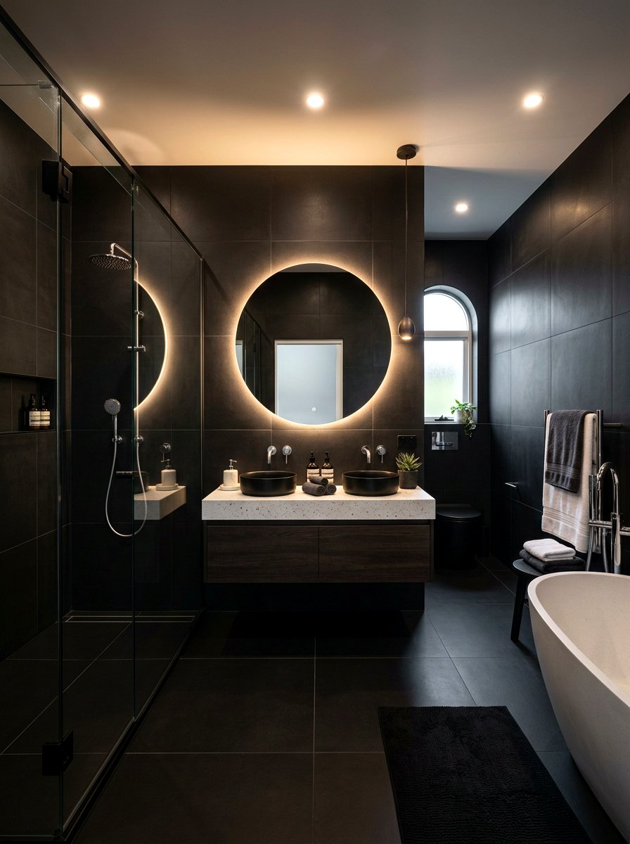 Matte Black Tile Dark Grout - 30 dark grout bathroom ideas
