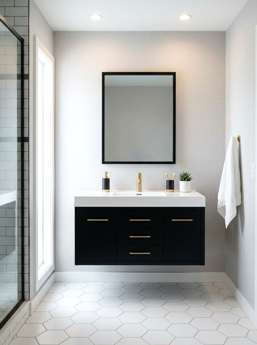 Matte Black Vanity - 30 neo deco bathroom vanity ideas