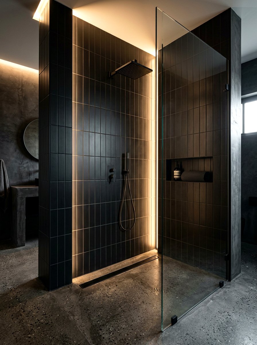 Matte Black Vertical Shower Tile - 30 vertical tile shower ideas