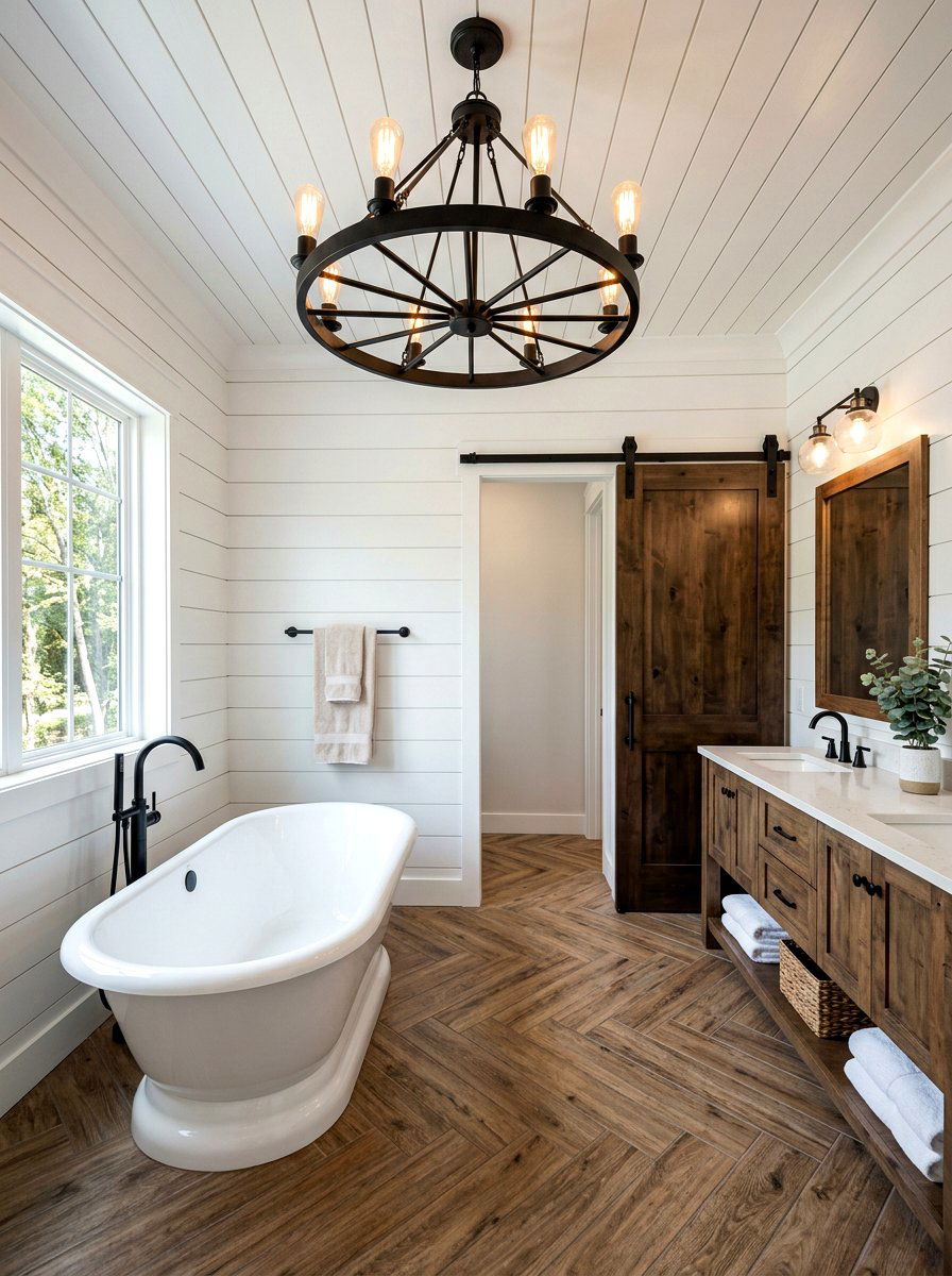 Matte Black Wagon Wheel - 30 chandelier over bathtub ideas