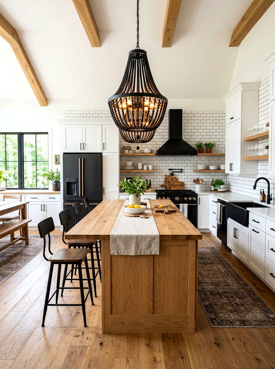 Matte Black Wood Beaded Chandelier - 30 beaded chandelier ideas