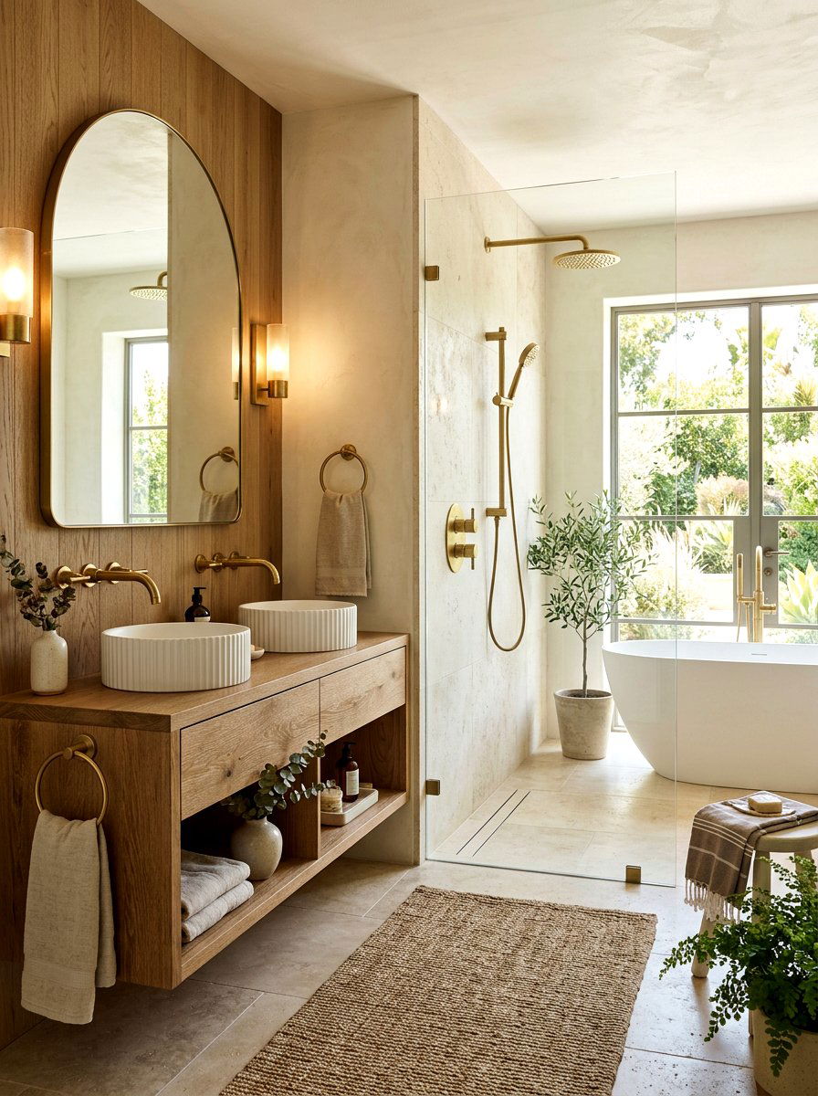 Matte Brass Organic Modern Bathroom - 30 organic modern bathroom ideas