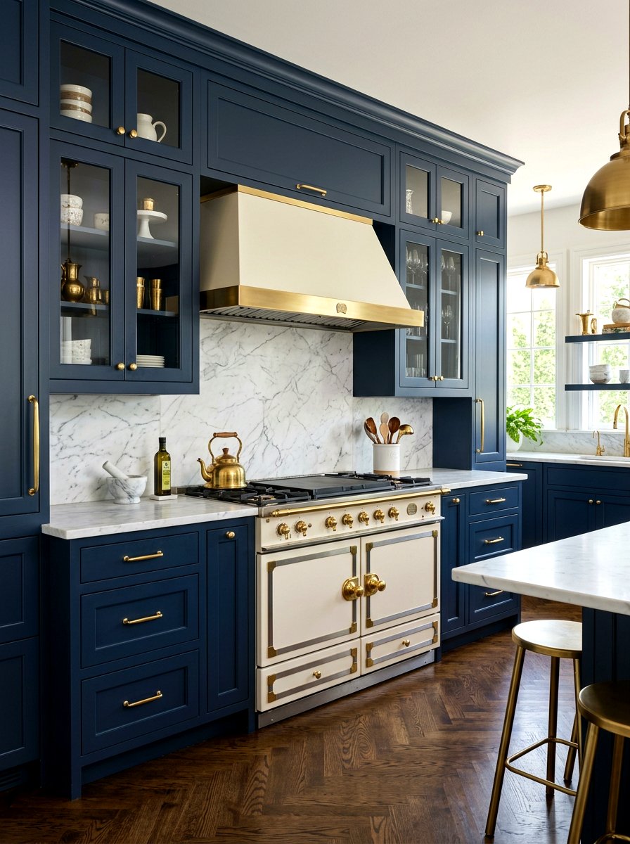 Matte Cream Oven Brass Hardware - 30 cream appliance kitchen ideas