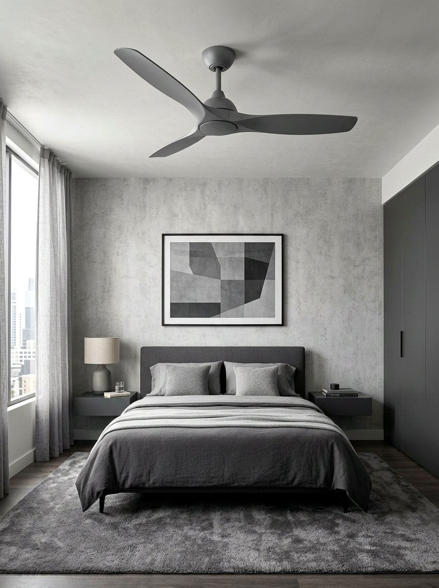Matte Gray Modern Fan - 30 bedroom ceiling fan ideas