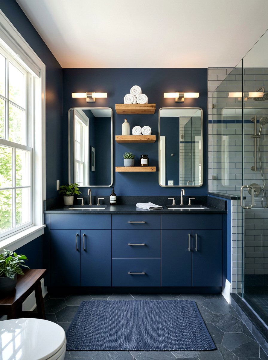 Matte Navy Bathroom - 30 navy bathroom ideas