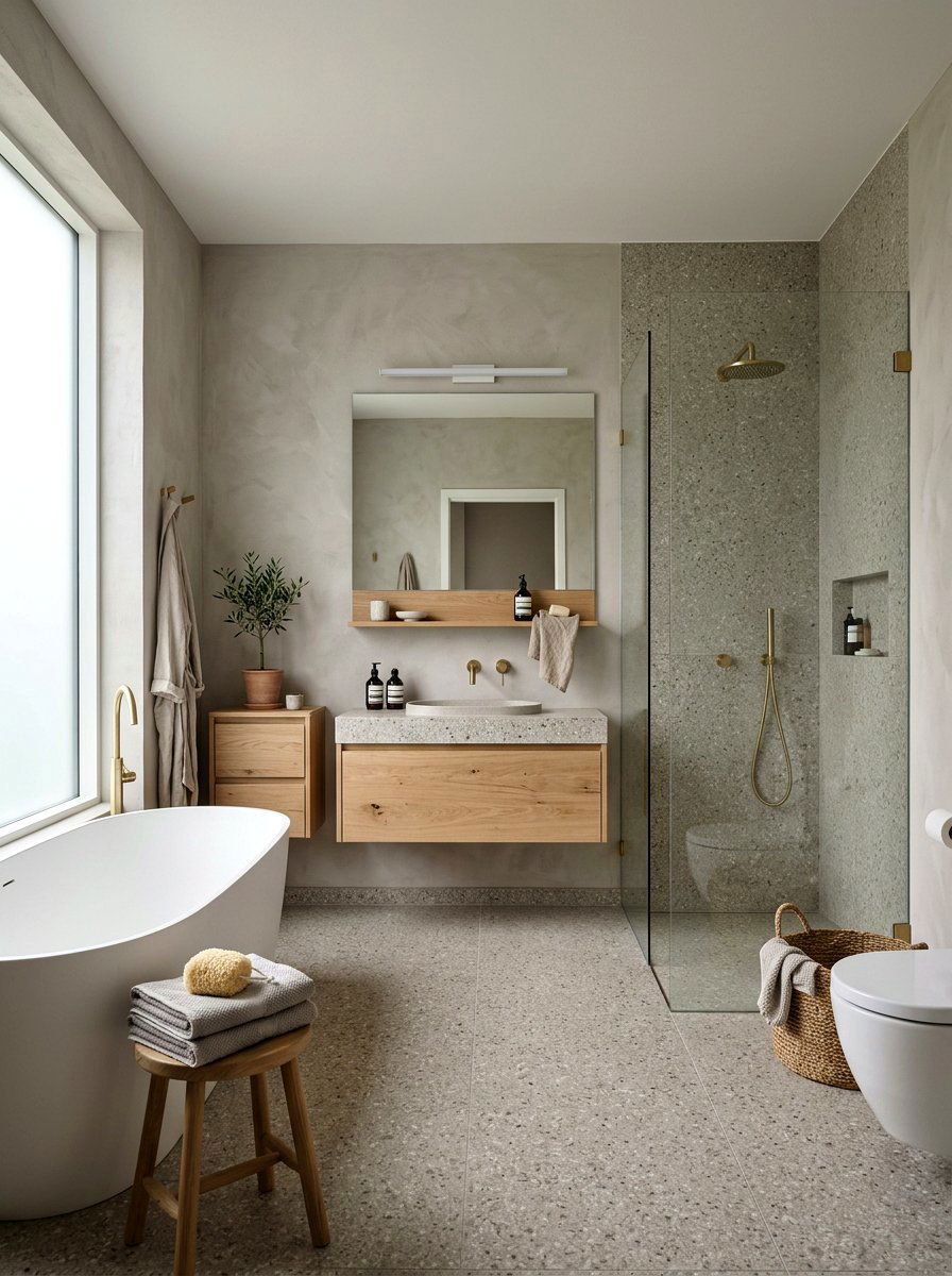 Matte Terrazzo Finish - 30 terrazzo bathroom ideas
