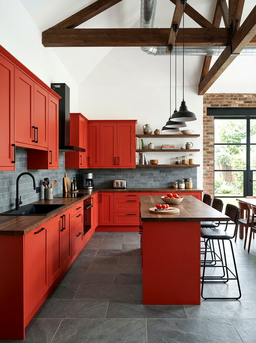 Matte Tomato Red Kitchen - 30 tomato red kitchen ideas