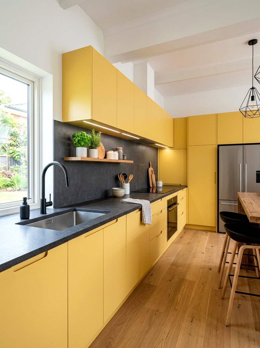 Matte Yellow Cabinet Finish - 30 muted yellow kitchen ideas