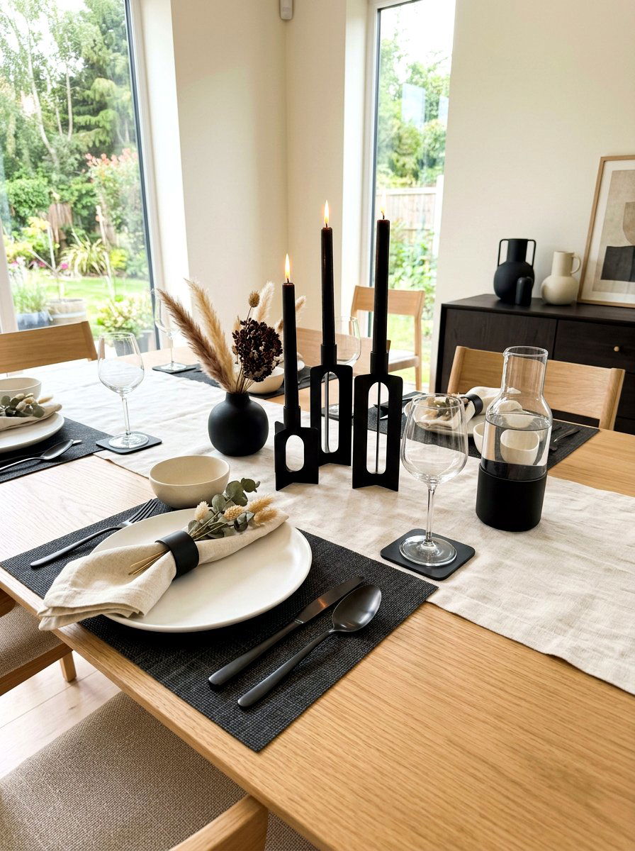 Matte black accent - 30 neutral tablescape ideas