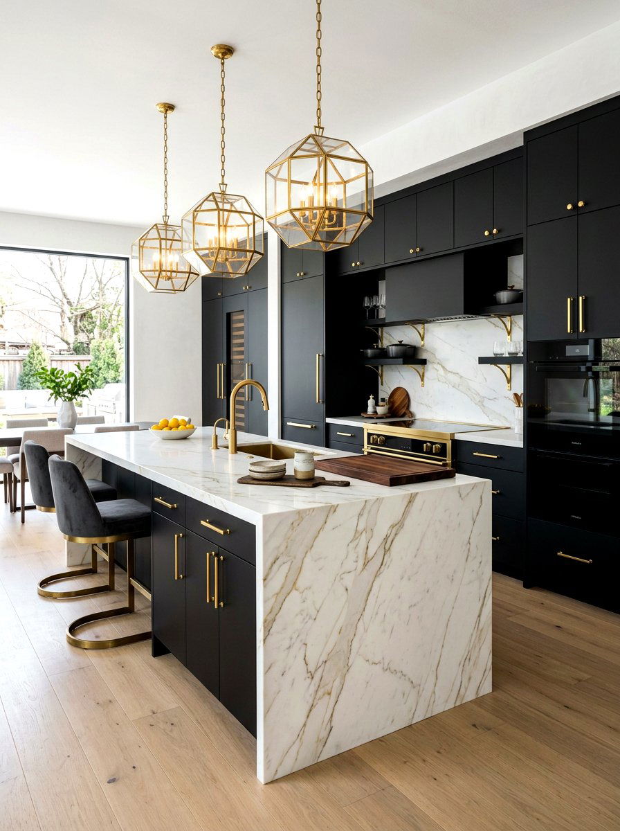 Matte black and gold kitchen cabinets - 30 kitchen paint cabinet combo ideas