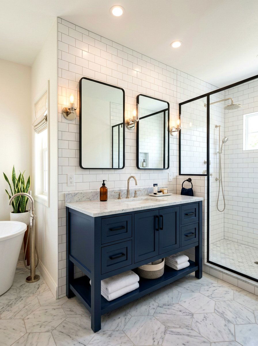 Matte black and polished nickel bathroom - 30 mixed metal decor ideas