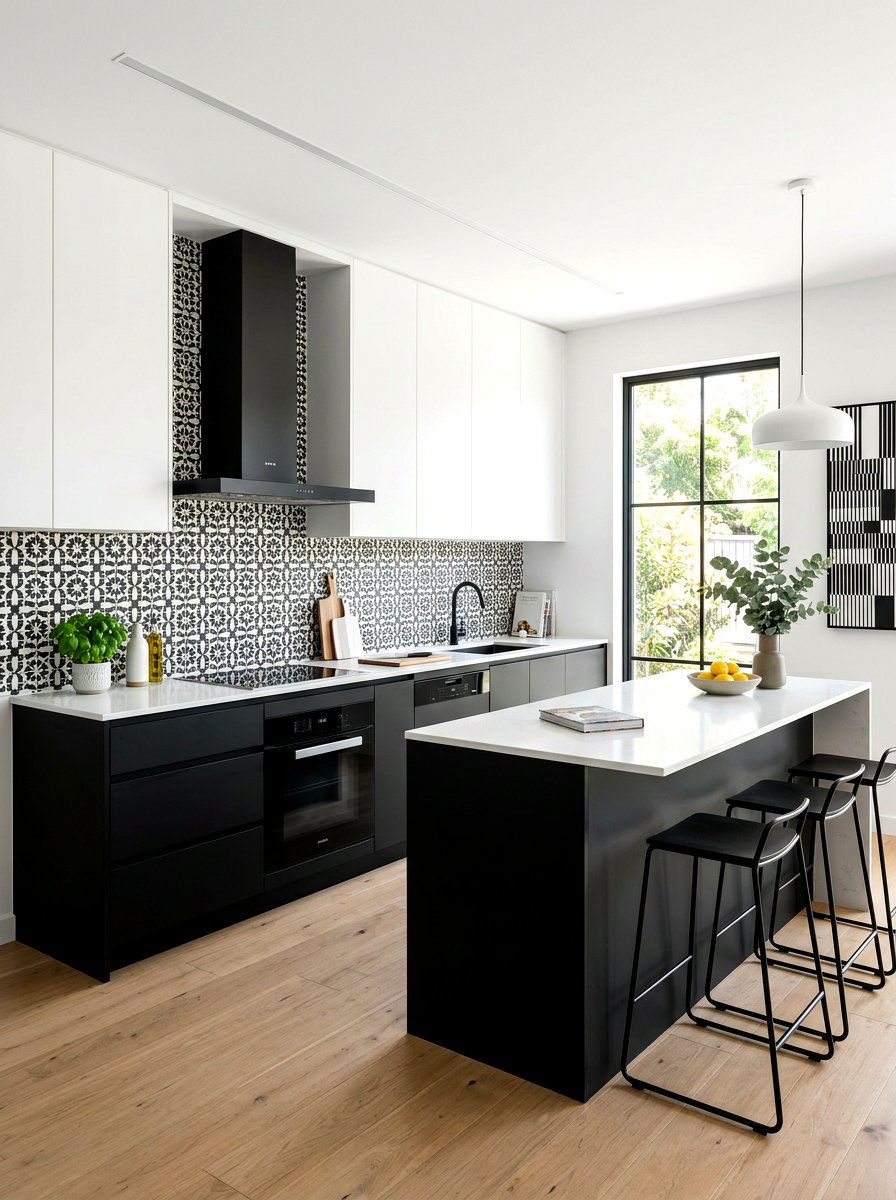 Matte black and white kitchen cabinets - 30 two tone kitchen cabinet ideas