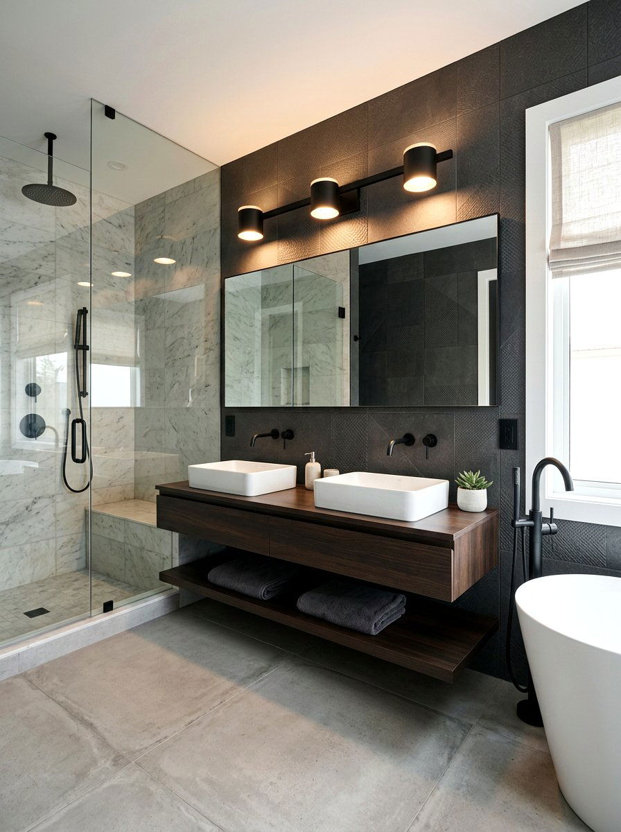 Matte black bathroom fixture - 30 circadian bathroom lighting ideas