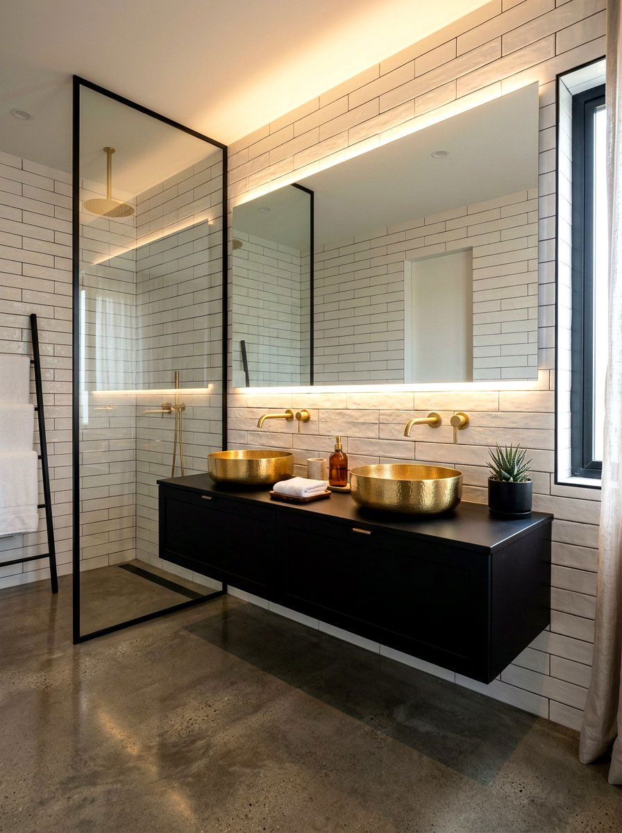 Matte black bathroom vanity - 30 painted bathroom vanity ideas