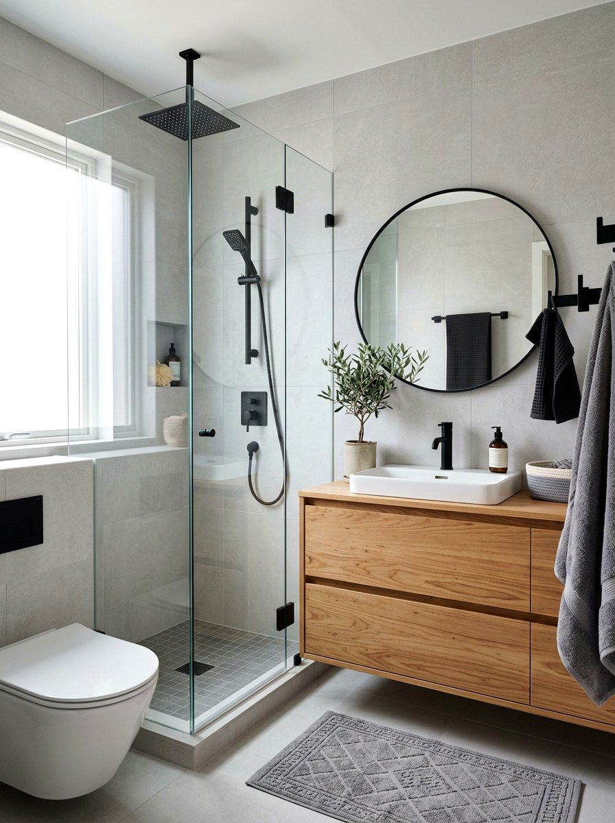Matte black fixtures - 30 Scandinavian bathroom ideas